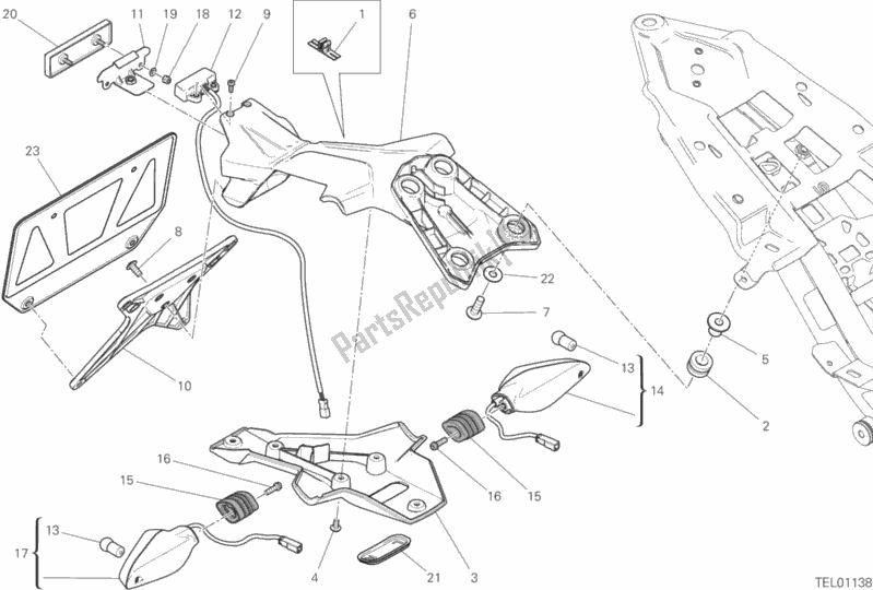 All parts for the 28b - Plate Holder of the Ducati Monster 821 Stealth 2019